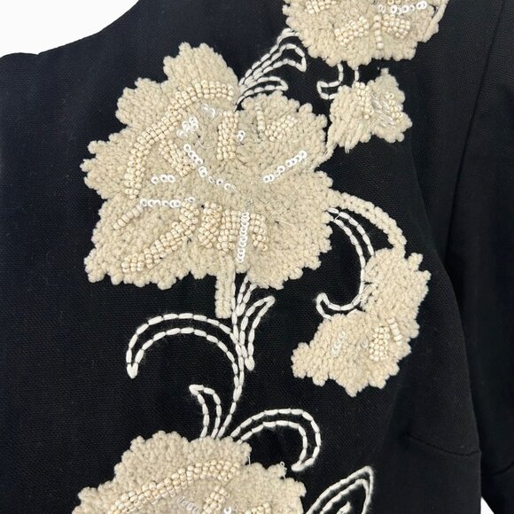 CHICO'S ARTISAN EMBROIDERED BLACK JACKET W/ BEAD SEQUIN FLOWER - 0, SMALL, 4 - Picture 6 of 8